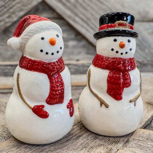 St. Nicholas Square Yuletide Snowman Couple Salt and Pepper Shaker Set, 4.25"H - Picture 5 of 7